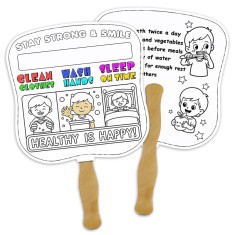 Palm Shape Full Color Double Sided Coloring Hand Fans - 16 pt