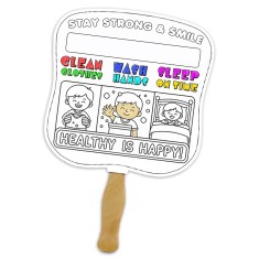 Palm Shape Full Color One Sided Coloring Hand Fans - 16 pt