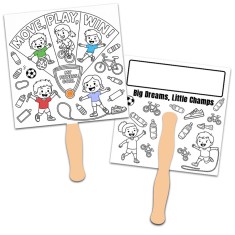 Square Shape Full Color Double Sided Coloring Hand Fans - 16 pt