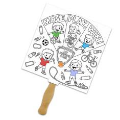 Square Shape Full Color One Sided Coloring Hand Fans - 16 pt