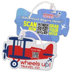 2.5x4.25 Airplane Shaped Full Color Double Sided Luggage Tags - 60 Mil