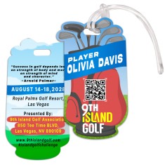 2.5x4.25 Golf Bag Shaped Full Color Double Sided Luggage Tags - 60 Mil