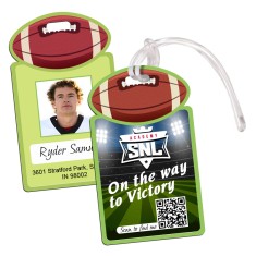 2.5x4.25 Rugby Shaped Full Color Double Sided Luggage Tags - 60 Mil
