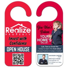 3.5x8.5 Inch Full Color Double Sided Round Handle Door Hangers - 14 pt Paper