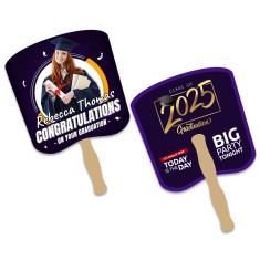 8x8 Inch Bread Shape Full Color Double Sided Hand Fans - 16 pt