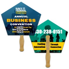 8x8 Inch Church Shape Full Color Double Sided Hand Fans - 16 pt