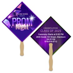 8x8 Inch Diamond Shape Full Color Double Sided Hand Fans - 16 pt