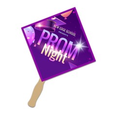 8x8 Inch Diamond Shape Full Color One Sided Hand Fans - 16 pt