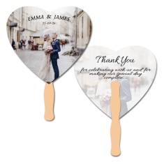 8x8 Inch Heart Shape Full Color Double Sided Hand Fans - 16 pt