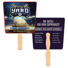 8x8 Inch Tapered Full Color Double Sided Hand Fans - 16 pt