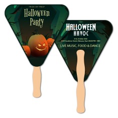 8x8 Inch Triangle Shape Full Color Double Sided Hand Fans - 16 pt
