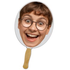 9"x7.25" Face Cutout Full-Color One Sided Hand Fans - 16 pt