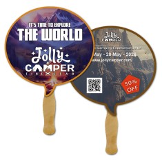 8x8 Inch Bubble Shape Full Color Sandwich Hand Fans - 14 pt