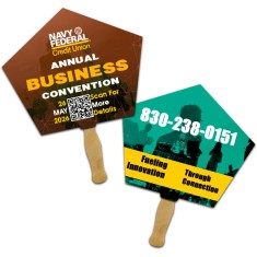 8x8 Inch Church Shape Full Color Sandwich Hand Fans - 14 pt