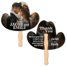 8x8 Inch Cowboy Hat Shape Full Color Double Sided Hand Fans - 16 pt