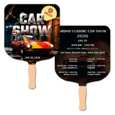 8x8 Inch Elect Shape Full Color Sandwich Hand Fans - 14 pt