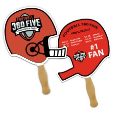 8x8 Inch Helmet Shape Full Color Sandwich Hand Fans - 14 pt
