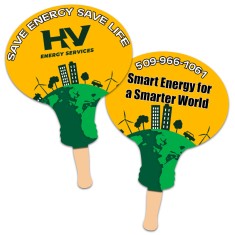 8x8 Inch Lightbulb Shape Full Color Sandwich Hand Fans - 14 pt