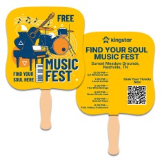 8x8 Inch Palm Shape Full Color Sandwich Hand Fans - 14 pt