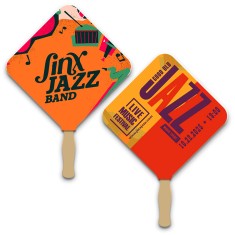 8x8 Inch Rd Diamond Shape Full Color Sandwich Hand Fans - 14 pt