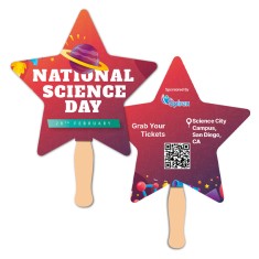 8x8 Inch Star Shape Full Color Sandwich Hand Fans - 14 pt