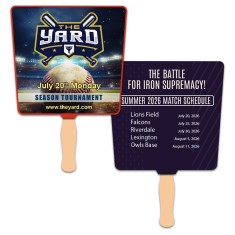 8x8 Inch Tapered Full Color Sandwich Hand Fans - 14 pt