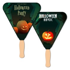 8x8 Inch Triangle Shape Full Color Sandwich Hand Fans - 14 pt