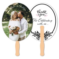 9x7.25 Inch Oval Full Color Double Sided Hand Fans - 16 pt