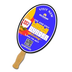 9x7.25 Inch Oval Full Color One Sided Hand Fans - 16 pt