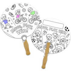 Bubble Shape Full Color Double Sided Coloring Hand Fans - 16 pt