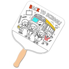 Elect Shape Full Color One Sided Coloring Hand Fans - 16 pt