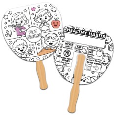 Leaf Shape Full Color Double Sided Coloring Hand Fans - 16 pt