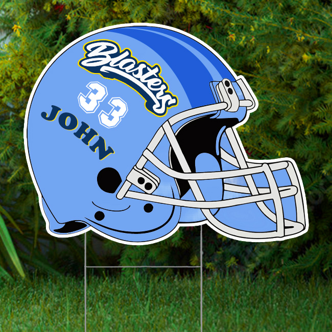 24" x 18" Football Helmet Yard Signs Full Color Single Side